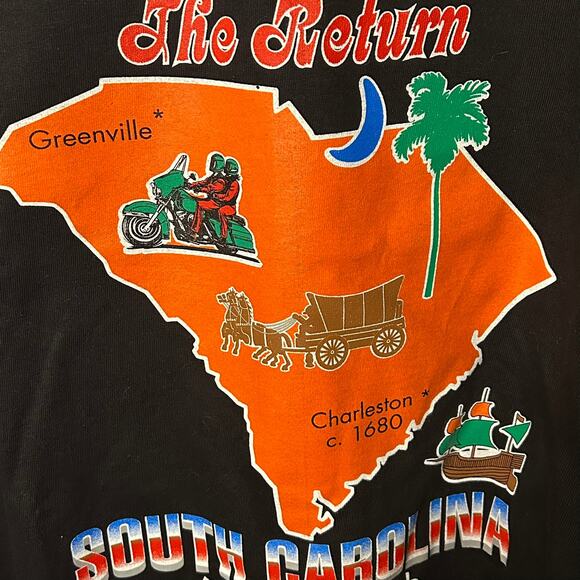 August 3-8 1999 MOTORCYCLE NATIONAL ROUND UP S. Carolina Logo T-Shirt LG - Picture 3 of 7